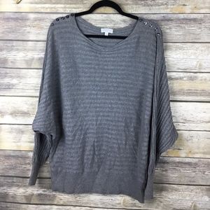 Joseph A Women's Gray Dolman Sleeve Ribbed Sweater